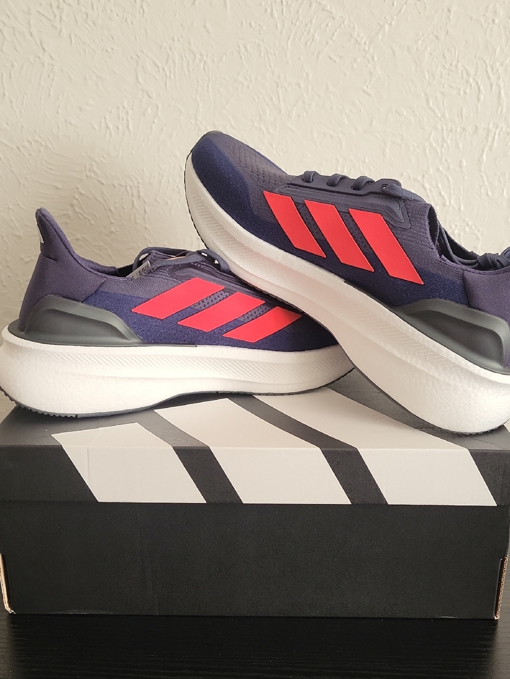 adidas Ultraboost 5X Navy Athletic Sneakers with Red Stripes